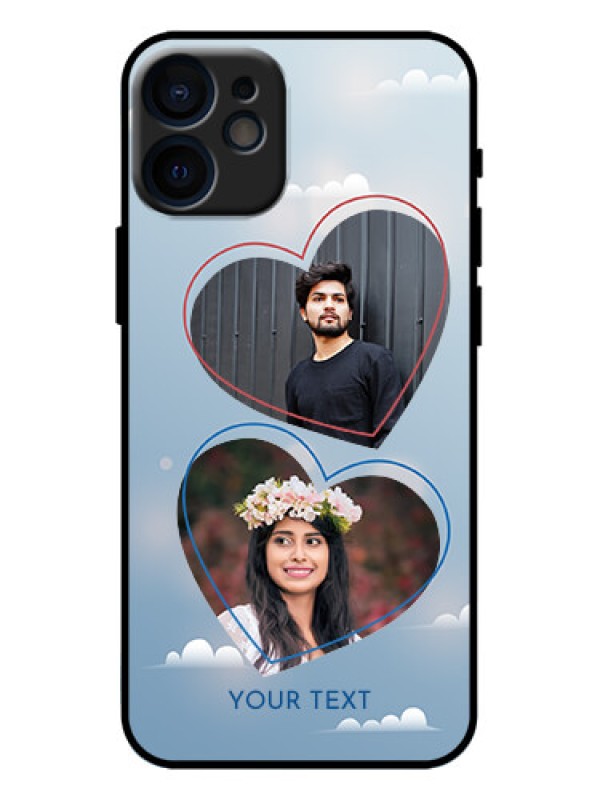 Custom iPhone 12 Mini Custom Metal Phone Case - Blue Color Couple Design