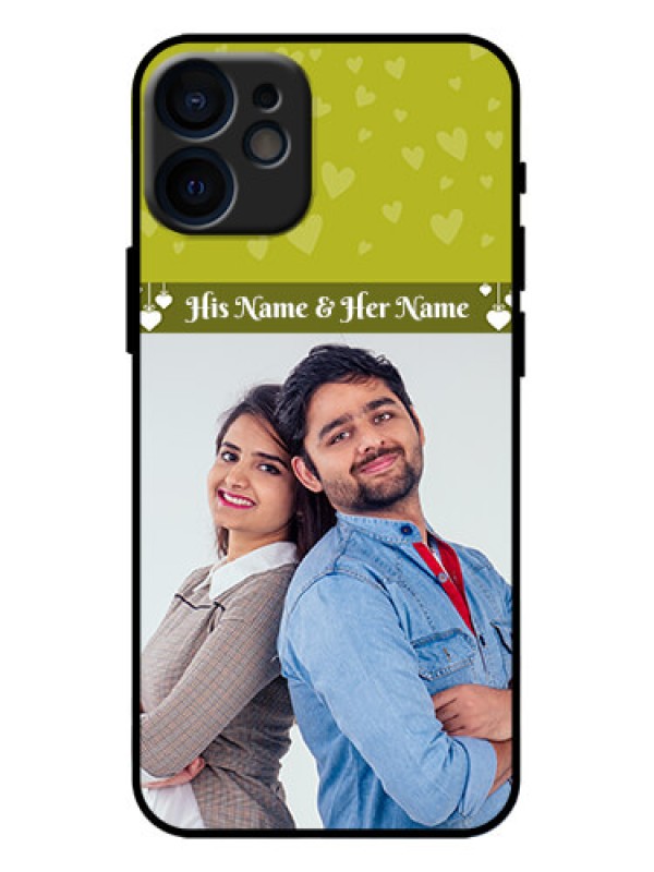 Custom iPhone 12 Mini Custom Metal Phone Case - You and Me Heart Design