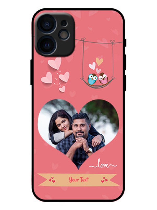 Custom iPhone 12 Mini Custom Metal Phone Case - Peach Color Love Design