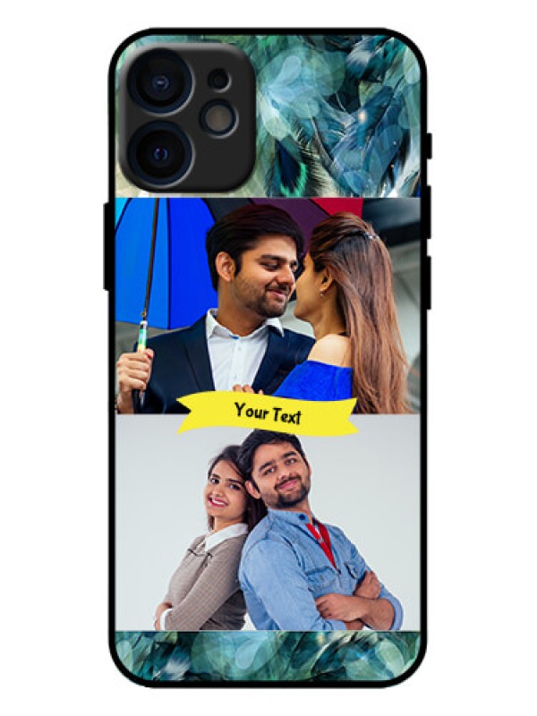 Custom iPhone 12 Mini Custom Metal Phone Case - Image With Boho Peacock Feather Design