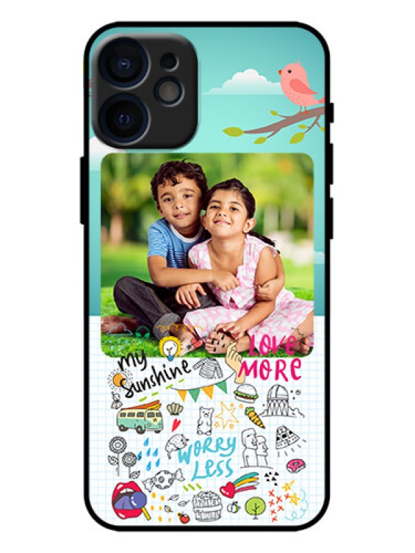 Custom iPhone 12 Mini Custom Metal Phone Case - Doodle Love Design