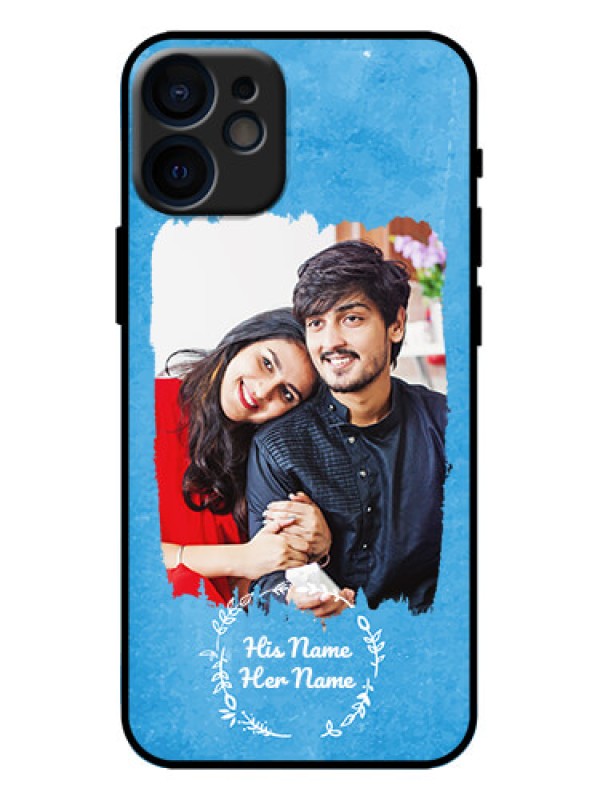 Custom iPhone 12 Mini Custom Metal Phone Case - Blue Color Vintage Design