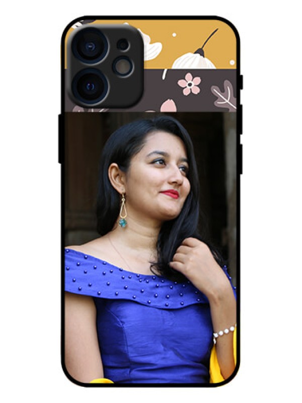 Custom iPhone 12 Mini Custom Metal Phone Case - Stylish Floral Design