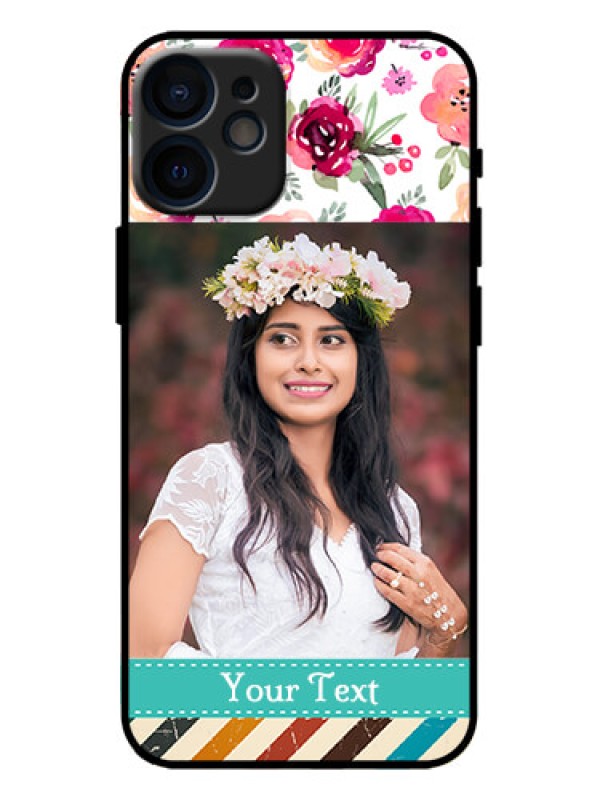 Custom iPhone 12 Mini Custom Metal Phone Case - Water Colors Floral Design