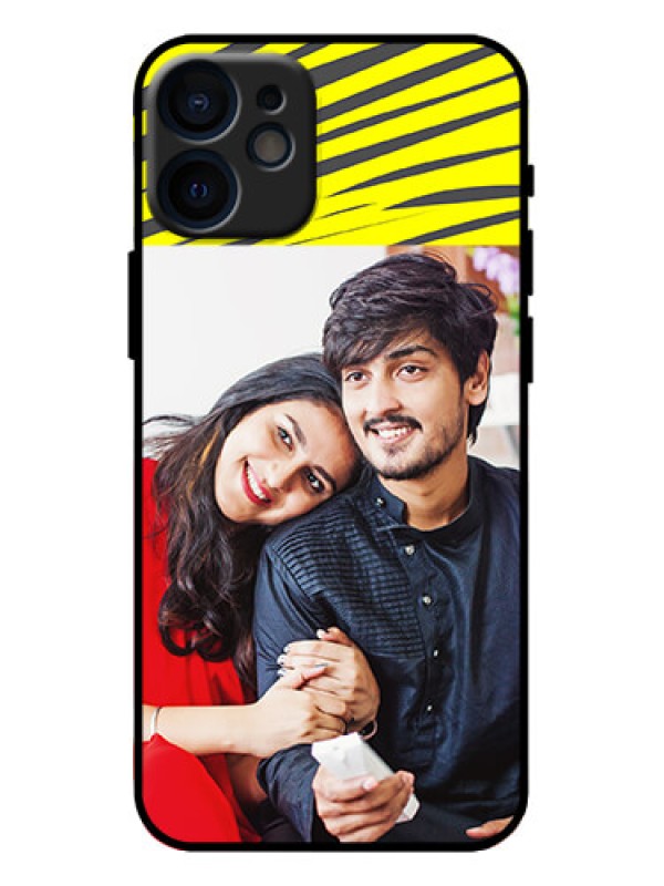 Custom iPhone 12 Mini Custom Metal Phone Case - Yellow Abstract Design