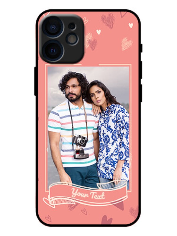 Custom iPhone 12 Mini Custom Metal Phone Case - Love Doodle Art Design