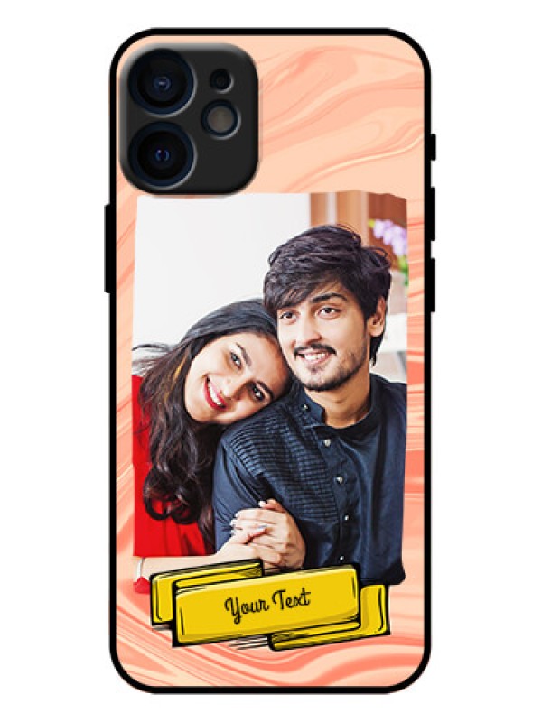 Custom iPhone 12 Mini Custom Metal Phone Case - Marble Texture Design