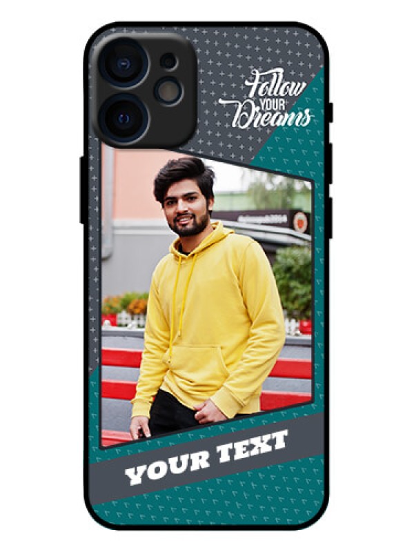 Custom iPhone 12 Mini Custom Metal Phone Case - Background Pattern Design With Quote