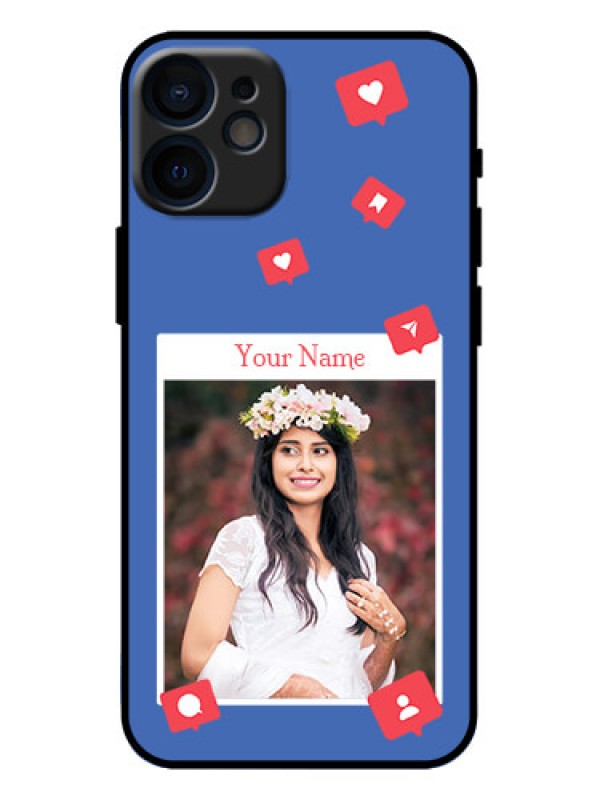 Custom iPhone 12 Mini Custom Metal Phone Case - Like Share And Comment Design