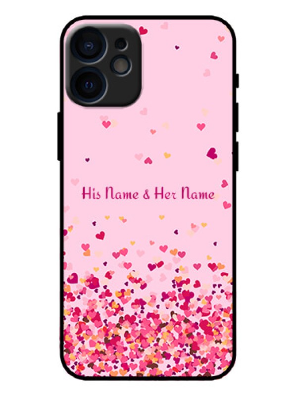 Custom iPhone 12 Mini Custom Metal Phone Case - Floating Hearts Design