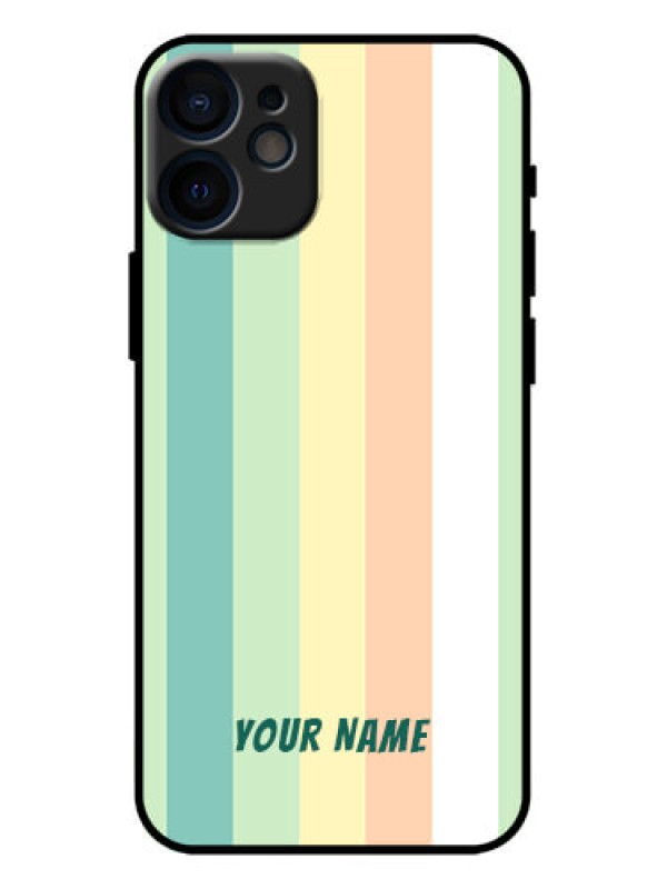 Custom iPhone 12 Mini Custom Metal Phone Case - Multi - Colour Stripes Design