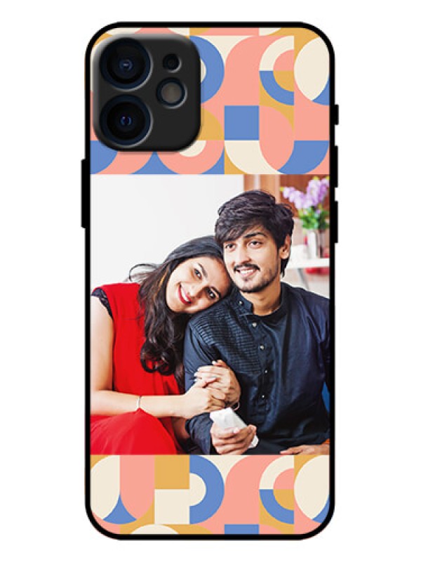 Custom iPhone 12 Mini Custom Metal Phone Case - Semi - Circle Maze Pattern Design