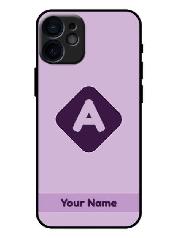 Custom iPhone 12 Mini Custom Metal Phone Case - Custom Letter In Curved Badge Design