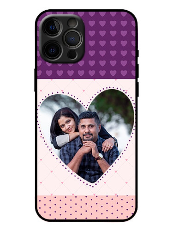 Custom iPhone 12 Pro Max Custom Metal Phone Case - Violet Love Dots Design