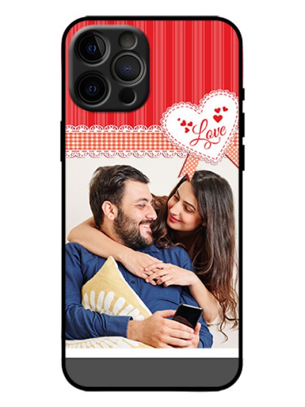 Custom iPhone 12 Pro Max Custom Metal Phone Case - Red Love Pattern Design