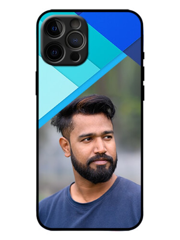 Custom iPhone 12 Pro Max Custom Metal Phone Case - Blue Pattern Design