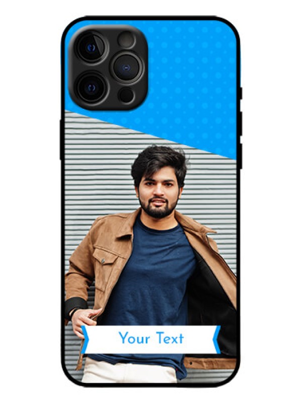 Custom iPhone 12 Pro Max Custom Metal Phone Case - Simple Blue Color Design