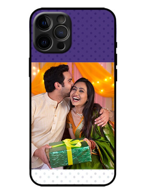 Custom iPhone 12 Pro Max Custom Metal Phone Case - Violet Colored Pattern Design