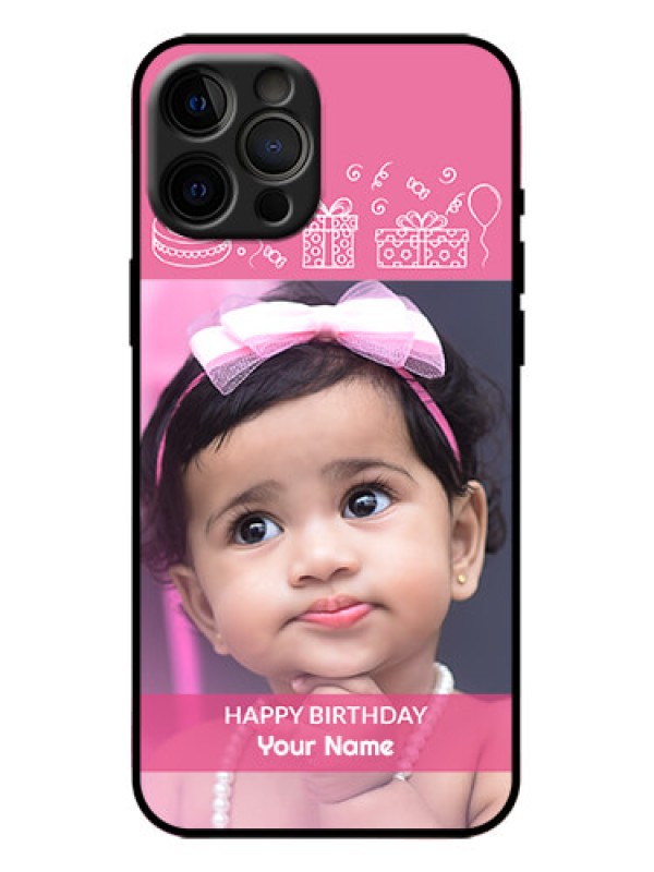 Custom iPhone 12 Pro Max Custom Metal Phone Case - With Birthday Line Art Design