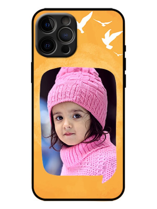 Custom iPhone 12 Pro Max Custom Metal Phone Case - Water Color Design With Bird Icons