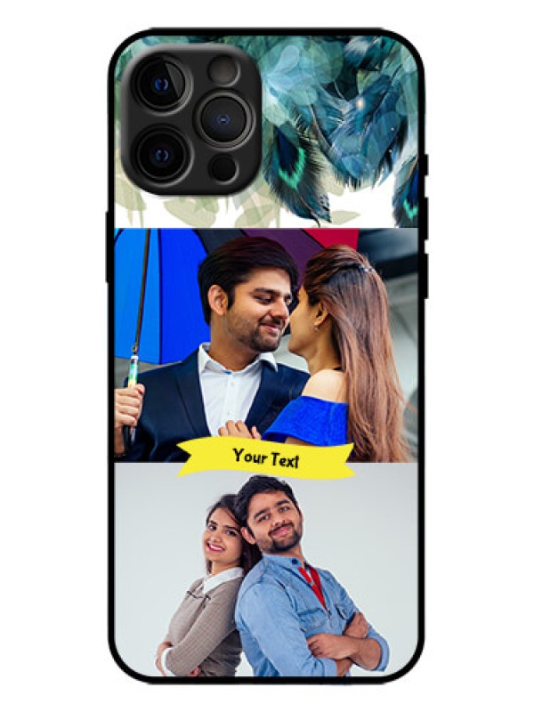 Custom iPhone 12 Pro Max Custom Metal Phone Case - Image With Boho Peacock Feather Design