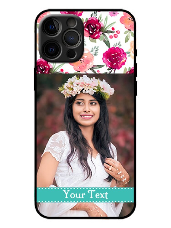 Custom iPhone 12 Pro Max Custom Metal Phone Case - Water Colors Floral Design