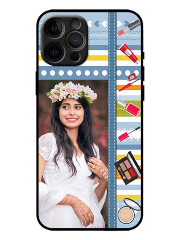 Custom iPhone 12 Pro Max Custom Metal Phone Case - Makeup Icons Design