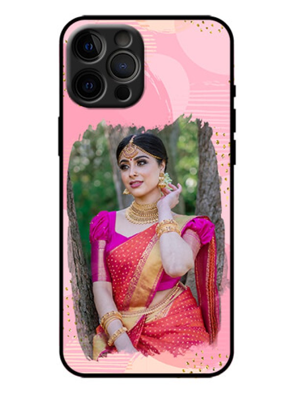 Custom iPhone 12 Pro Max Custom Metal Phone Case - Gold Glitter Splash Design