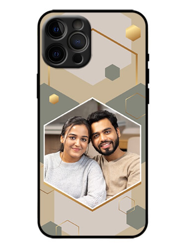 Custom iPhone 12 Pro Max Custom Metal Phone Case - Stylish Hexagon Pattern Design