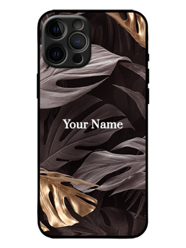 Custom iPhone 12 Pro Max Custom Metal Phone Case - Wild Leaves Digital Paint Design