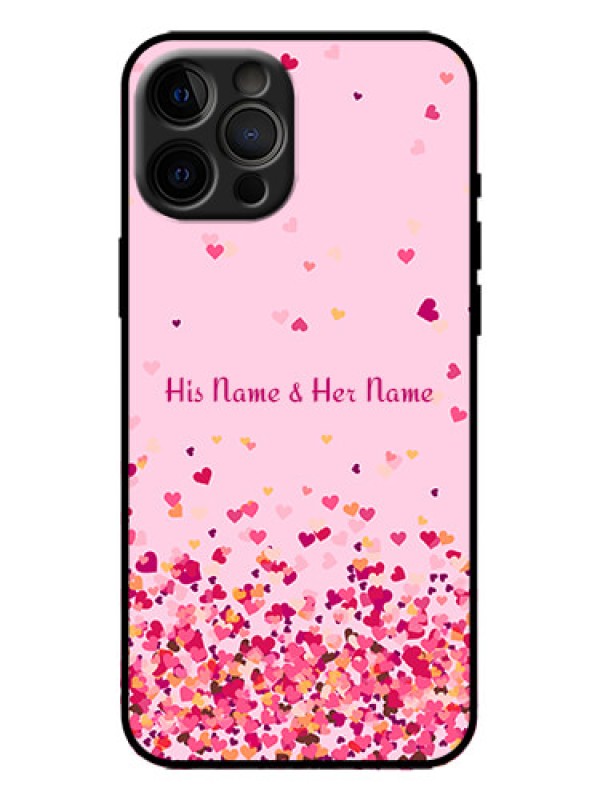 Custom iPhone 12 Pro Max Custom Metal Phone Case - Floating Hearts Design