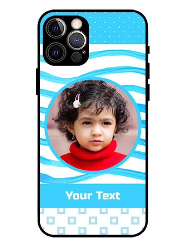 Custom iPhone 12 Pro Custom Metal Phone Case - Simple Blue Case Design