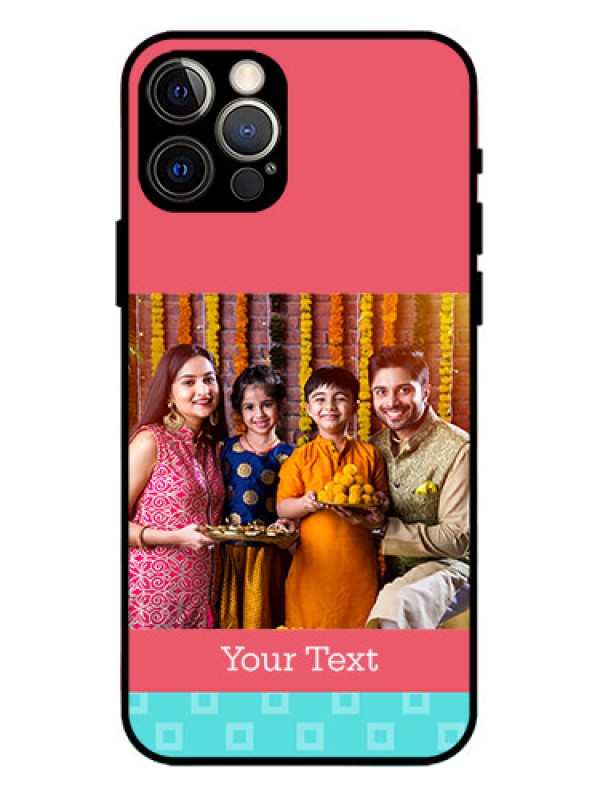 Custom iPhone 12 Pro Custom Metal Phone Case - Peach and Blue Color Design