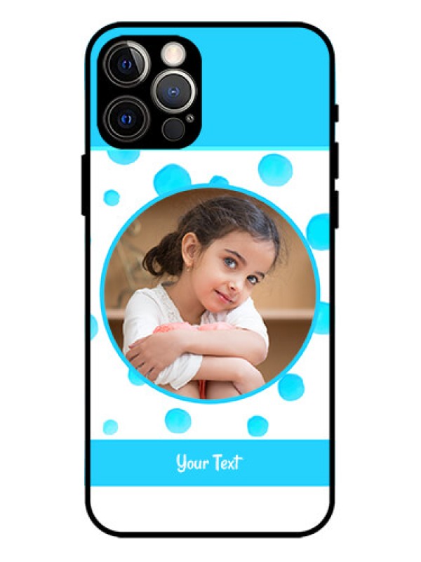Custom iPhone 12 Pro Custom Metal Phone Case - Blue Bubbles Pattern Design