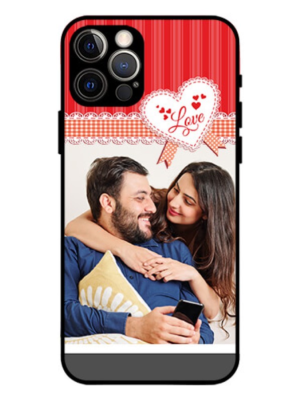 Custom iPhone 12 Pro Custom Metal Phone Case - Red Love Pattern Design