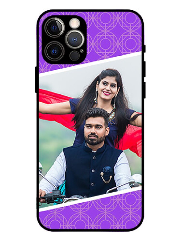 Custom iPhone 12 Pro Custom Metal Phone Case - Violet Color Pattern Design