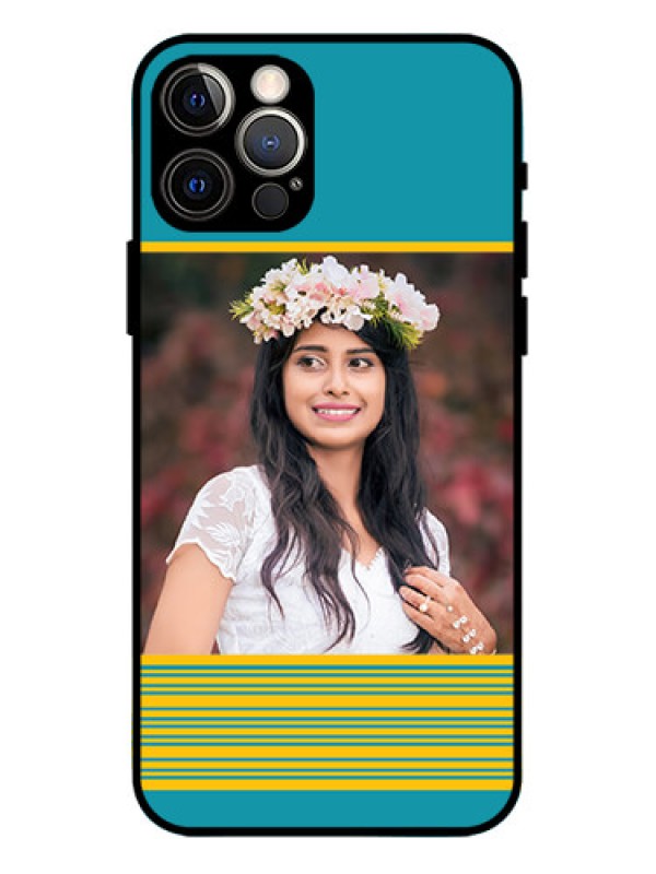 Custom iPhone 12 Pro Custom Metal Phone Case - Yellow and Blue Design