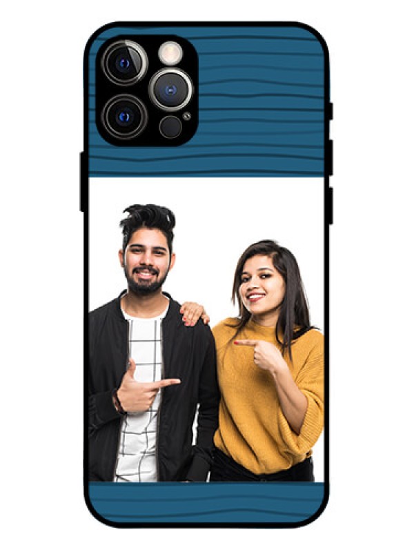 Custom iPhone 12 Pro Custom Metal Phone Case - Blue Pattern Cover Design