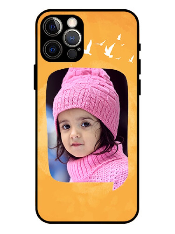 Custom iPhone 12 Pro Custom Metal Phone Case - Water Color Design With Bird Icons