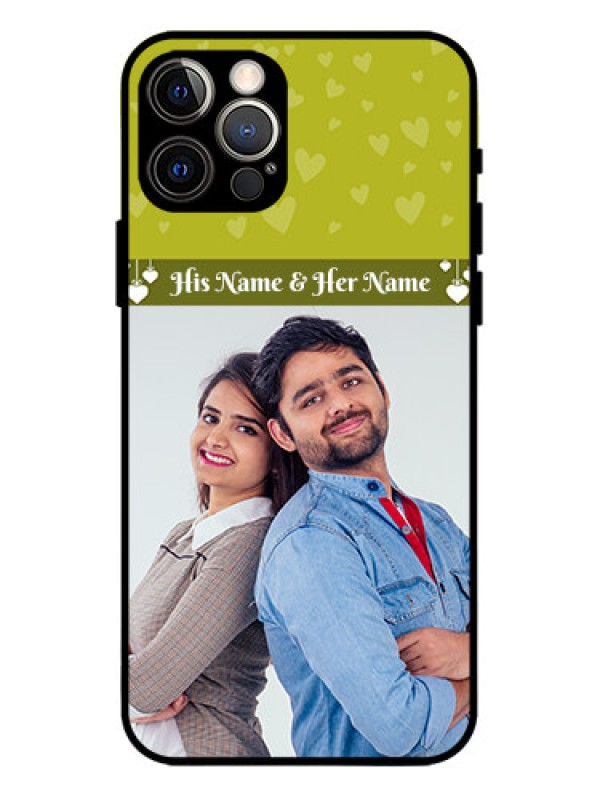 Custom iPhone 12 Pro Custom Metal Phone Case - You and Me Heart Design