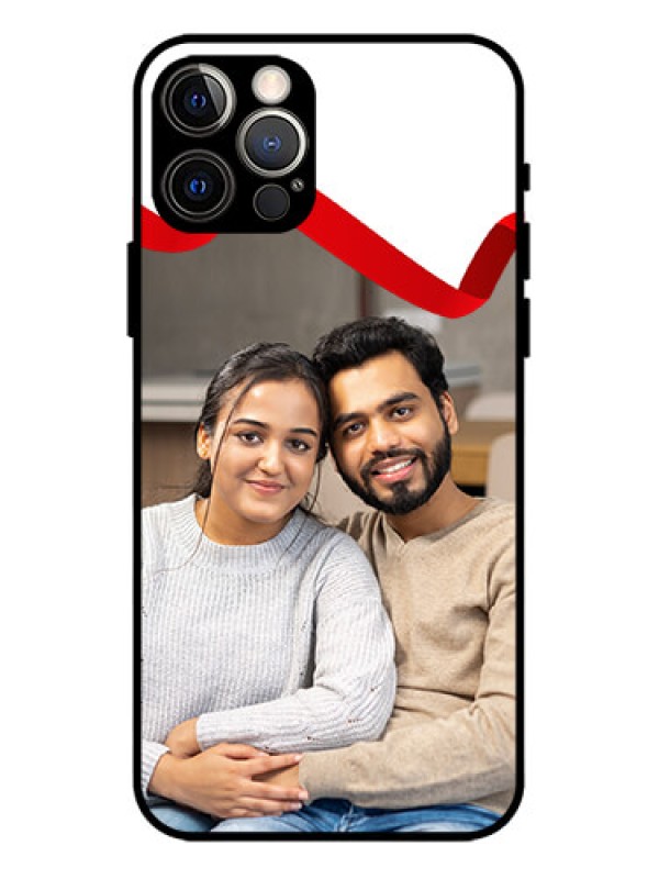 Custom iPhone 12 Pro Custom Metal Phone Case - Red Ribbon Frame Design