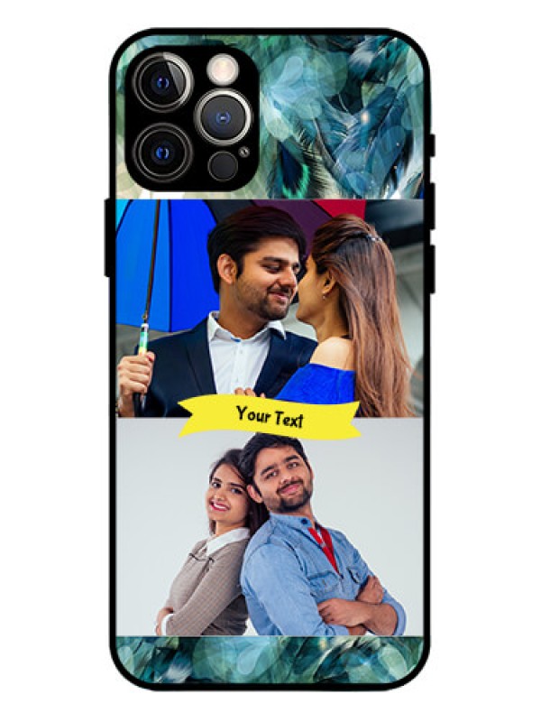 Custom iPhone 12 Pro Custom Metal Phone Case - Image With Boho Peacock Feather Design