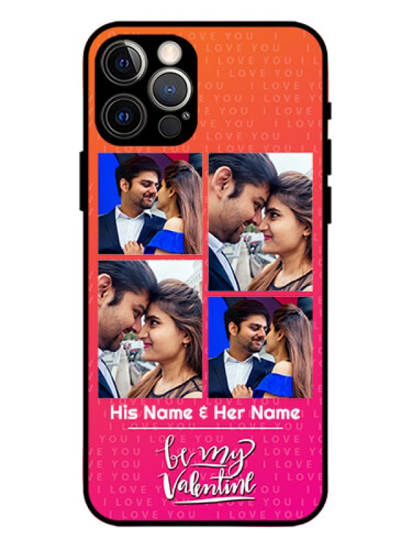 Custom iPhone 12 Pro Custom Metal Phone Case - I Love You Pink Design