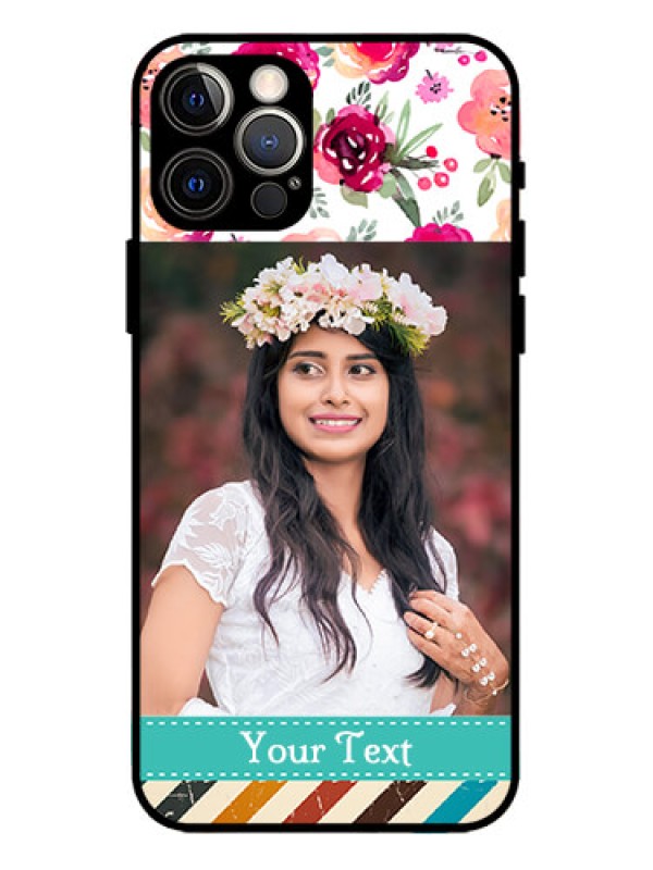 Custom iPhone 12 Pro Custom Metal Phone Case - Water Colors Floral Design