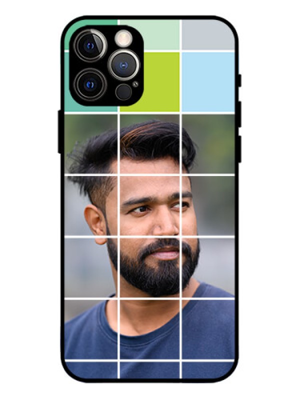 Custom iPhone 12 Pro Custom Metal Phone Case - With White Box Pattern