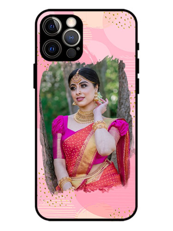 Custom iPhone 12 Pro Custom Metal Phone Case - Gold Glitter Splash Design