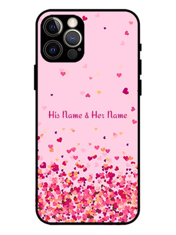 Custom iPhone 12 Pro Custom Metal Phone Case - Floating Hearts Design