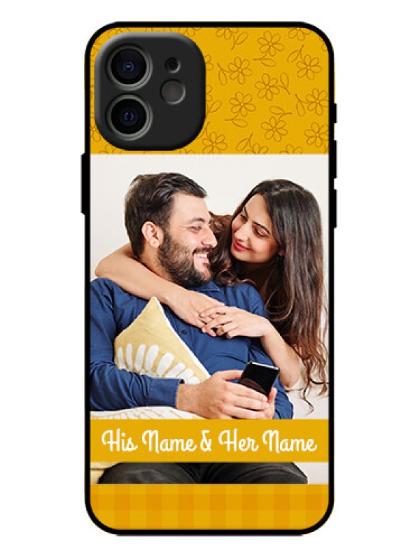 Custom iPhone 12 Custom Metal Phone Case - Yellow Floral Design