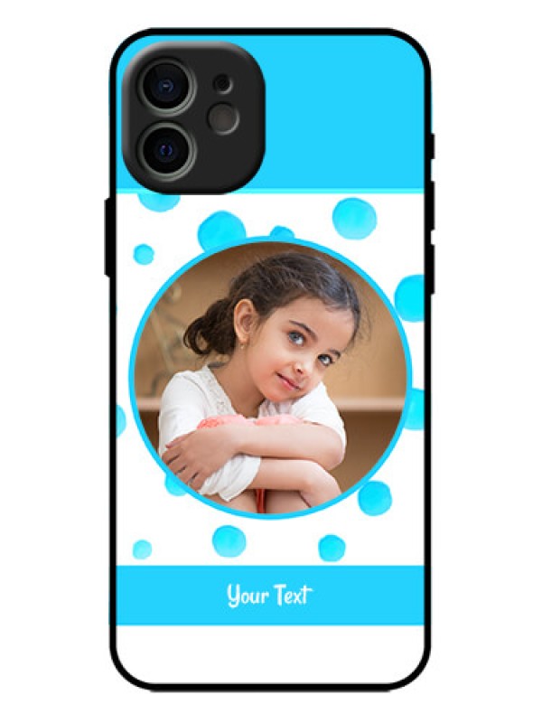 Custom iPhone 12 Custom Metal Phone Case - Blue Bubbles Pattern Design