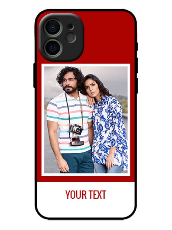 Custom iPhone 12 Custom Metal Phone Case - Red Color Design